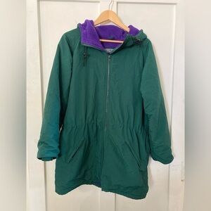 Vintage Lands End squall jacket women’s Regular M 10-12 green fleece lined